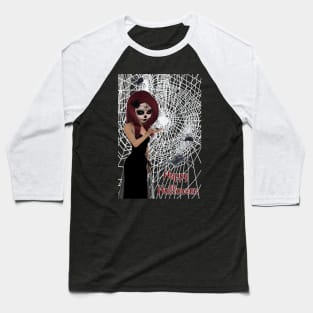 Black Widow Sugar Skull Girl Happy Halloween Baseball T-Shirt